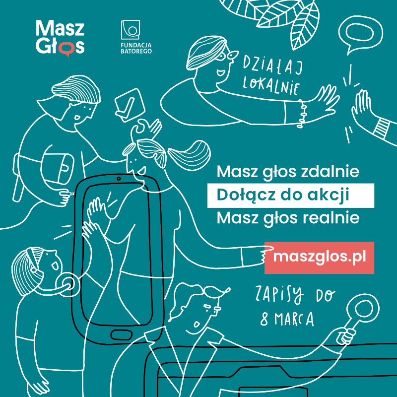 Grafika przedstawia plakat akcji Masz Głos!