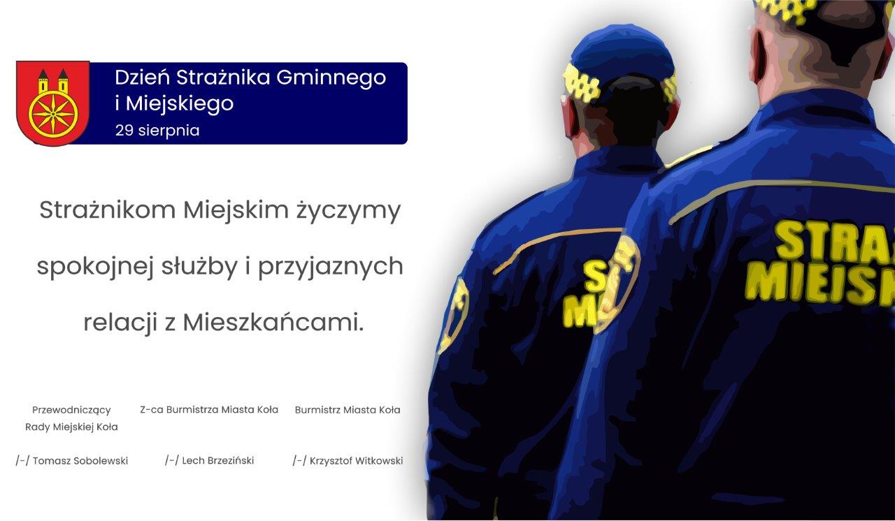 Plansza 29 SIERPNIA Dzień Strażnika Miejskiego, tekst pod planszą.