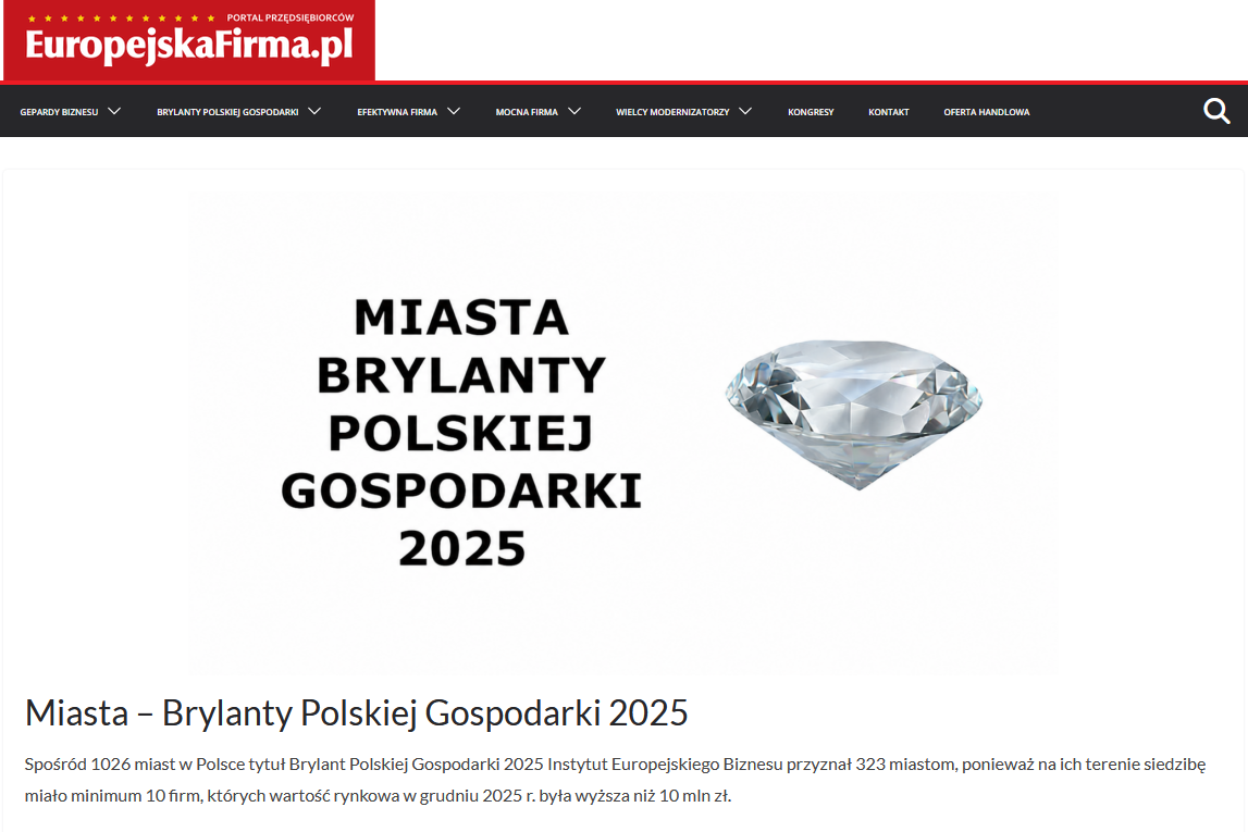 napis: miasta brylanty polskiej gospodarki 2025