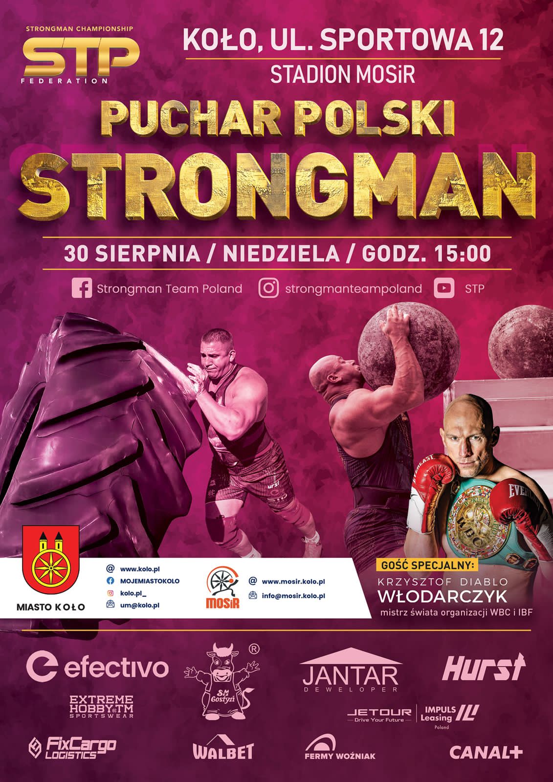 na zdjęciu dane dotyczące zawodów sportowych: 30 sierpnia, godz. 15.00, stadion w Kole
