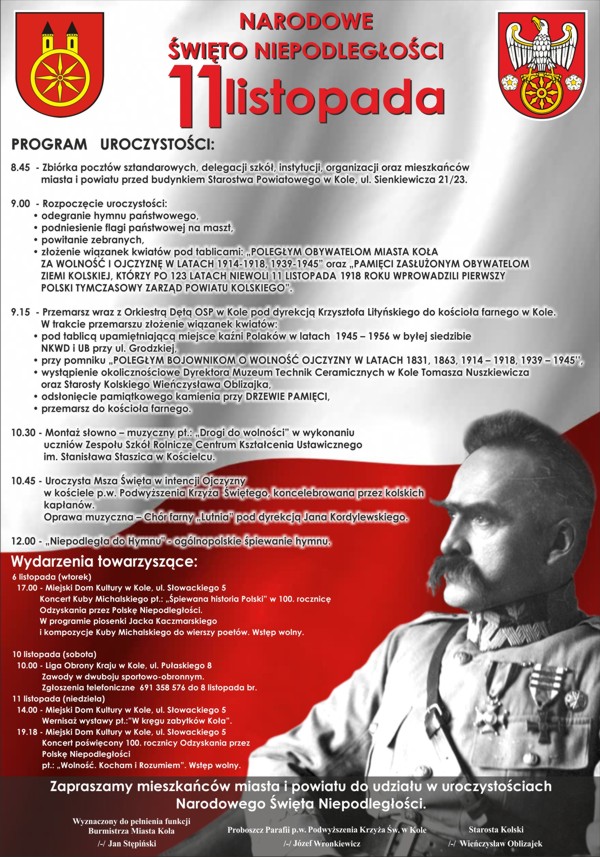 Program obchodów Narodowego Święta Niepodległości w Kole