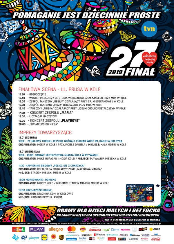 13 stycznia 2019 r. - Program Kolskiego Finału WOŚP