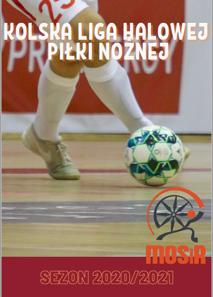 Grafika przedstawia piłkarza kąpiącego piłkę z napisem Kolska Liga Halowej Piłki Nożnej.