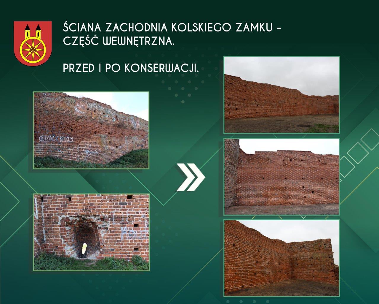 Grafika przedstawia kolski zamek po konserwacji