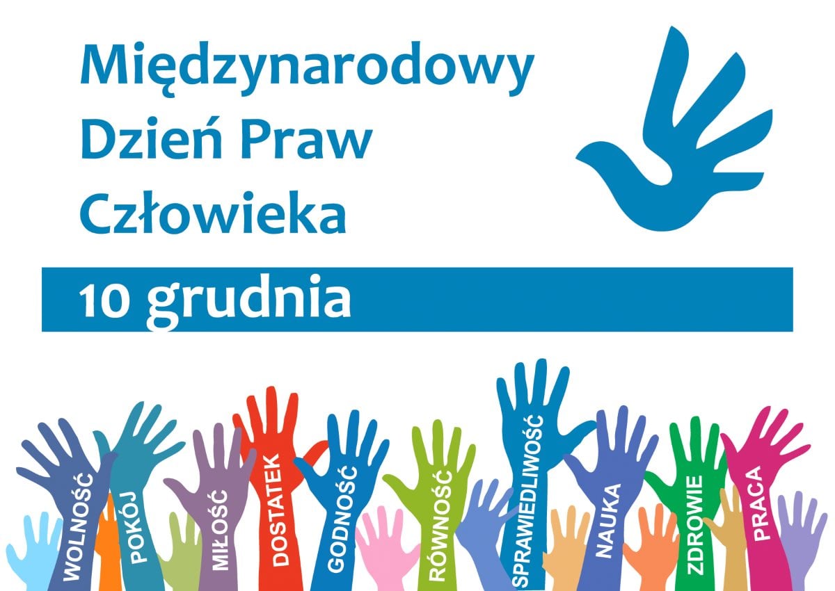 Zdjęcie przedstawia logo Międzynarodowego Dnia Praw Człowieka