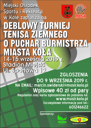 Deblowy turniej tenisa ziemnego o Puchar Burmistrza Miasta Koła