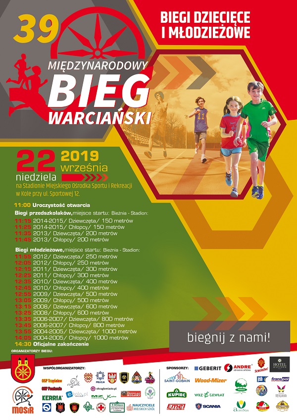 Biegi dziecięce i młodzieżowe w ramach 39. MBW 2019