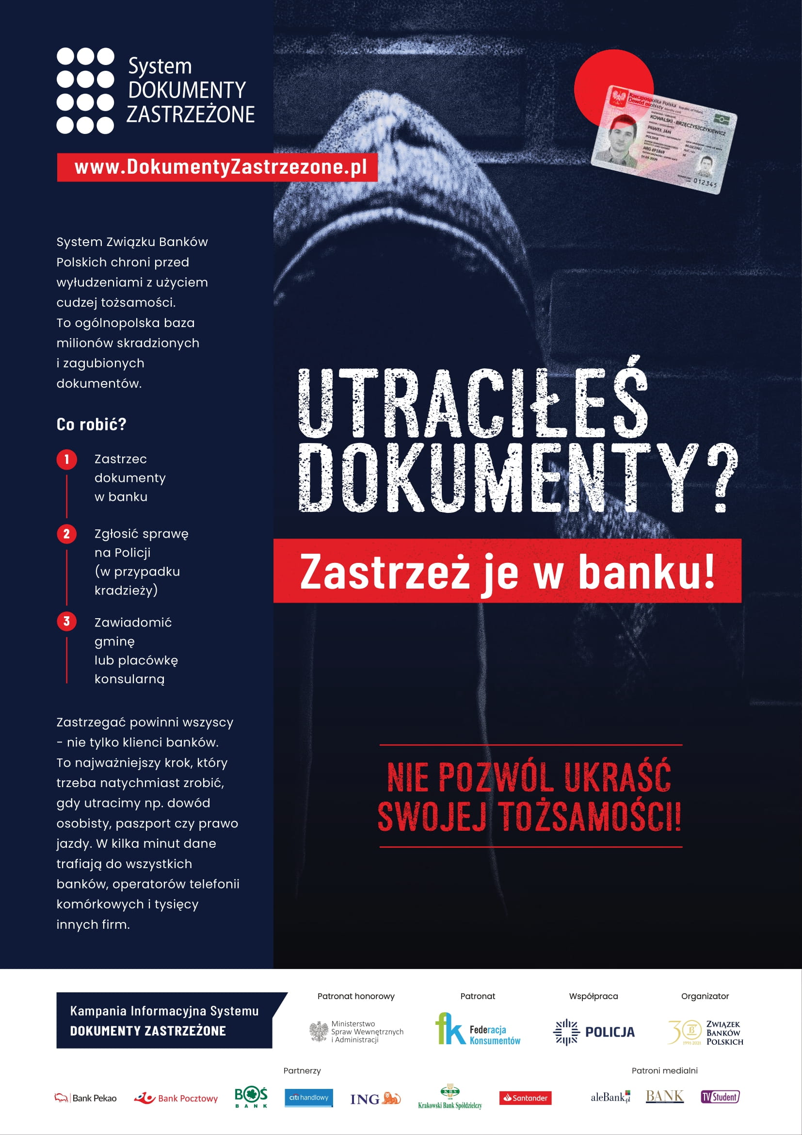 Oficjalny plakat akcji Związku Banków Polskich Kampanii Informacyjnej Systemu Dokumenty Zastrzeżone