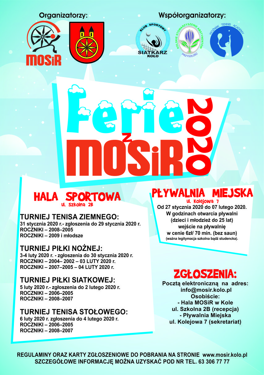 Spędź aktywnie Ferie zimowe 2020 - oferta MOSiR