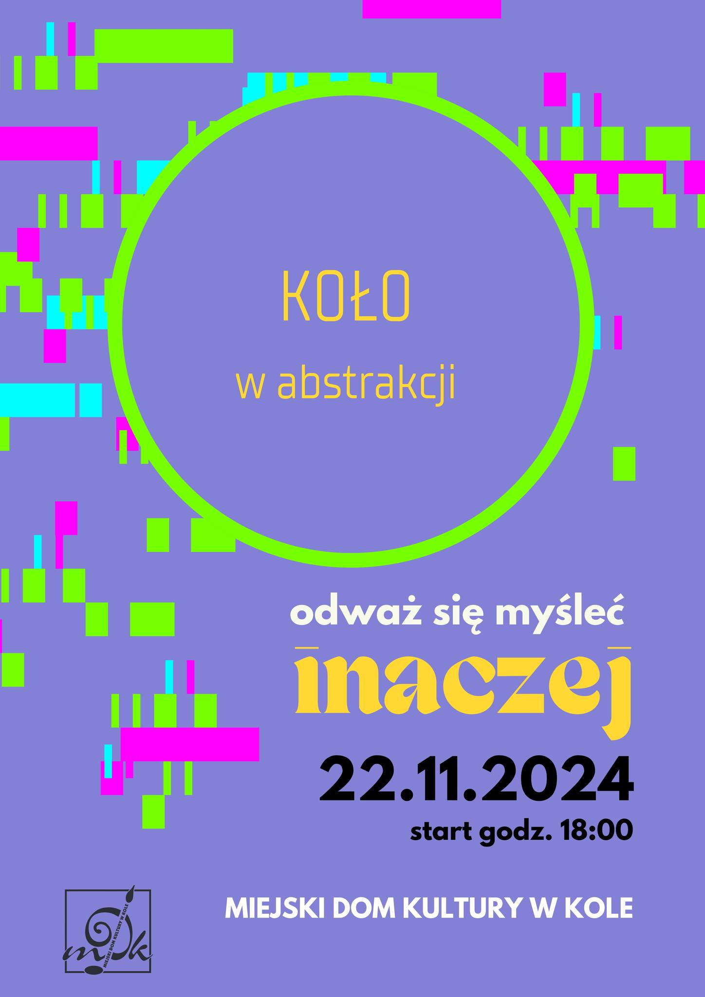 Plakat promujący wydarzenie artystyczne zatytułowane GALA Z LAMPKĄ SZAMPANA, które odbędzie się 30 grudnia 2024 r. w Miejskim Domu Kultury w Kole. W centrum plakatu zdjęcie artystki, u góry logotypy organizatorów koncertu.