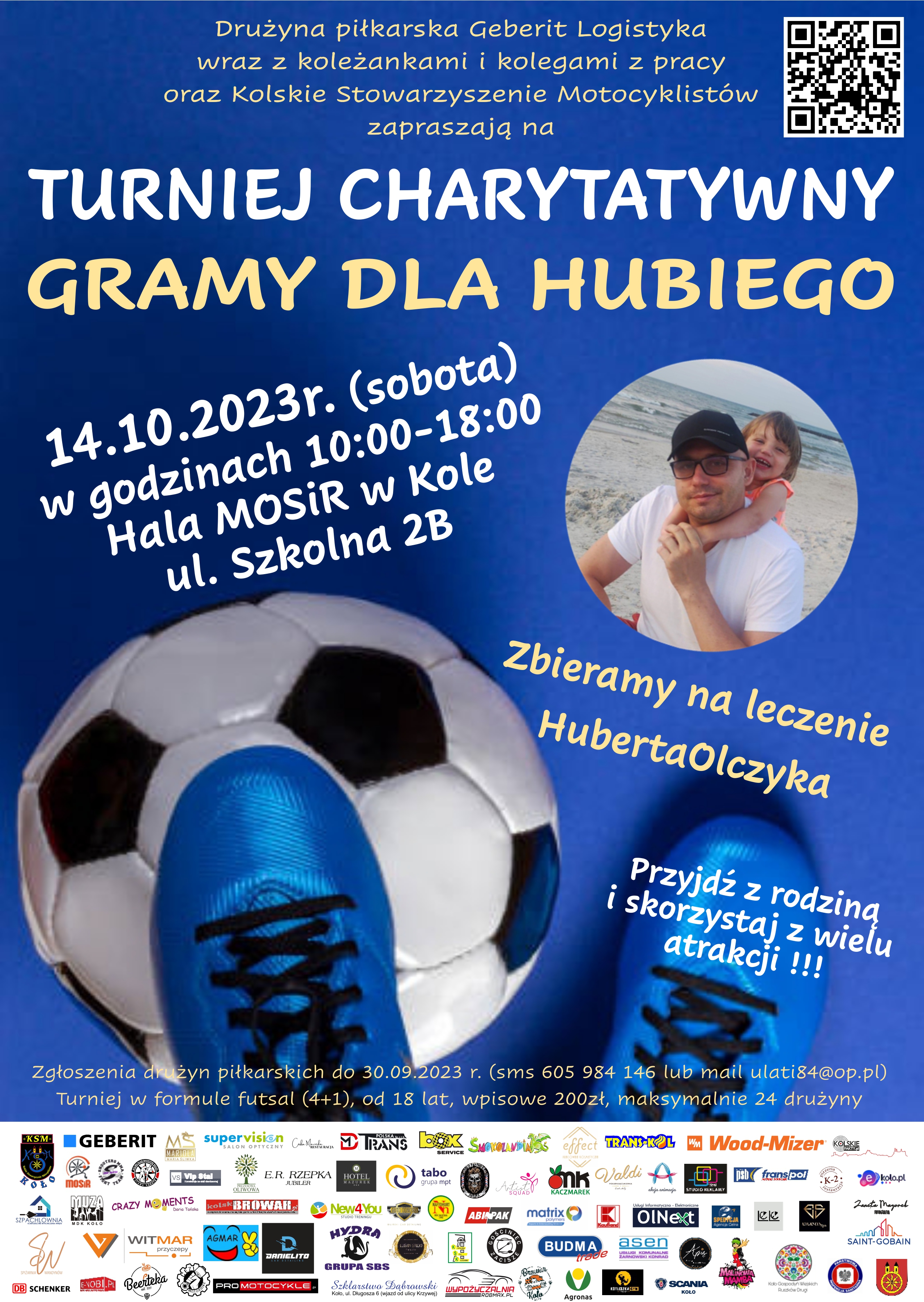 Plakat informujący o Turnieju Charytatywnym GRAMY DLA HUBIEGO. Treść plakatu poniżej w artykule.