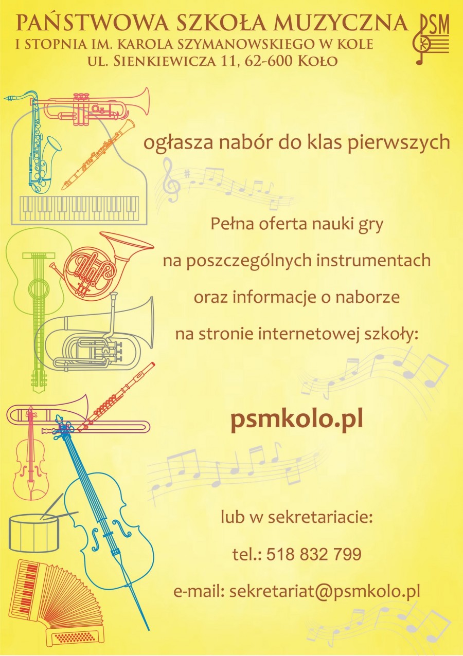 Nabór do klas pierwszych PSM I stopnia w Kole