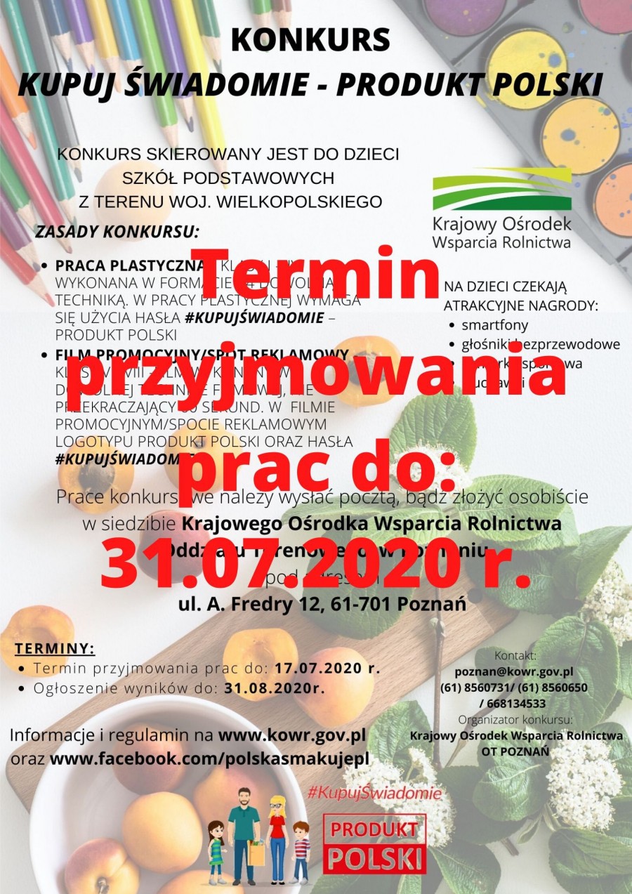 Konkurs „Kupuj świadomie – PRODUKT POLSKI” - prace można składać do końca lipca!