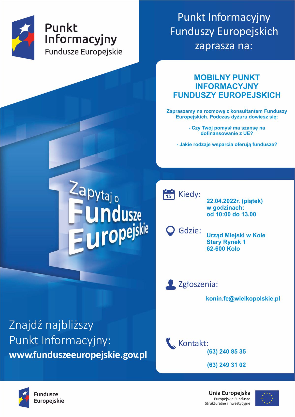 Infografika, Mobilny Punkt Informacyjny Funduszy Europejskich w Kole, tekst pod infografiką