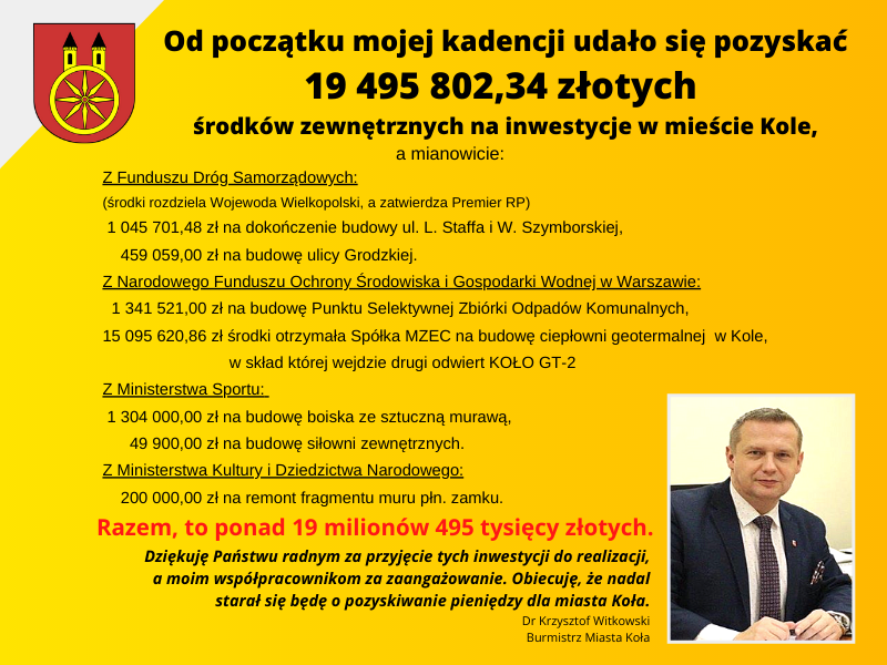 Ponad 19 mln zł środków zewnętrznych na inwestycje w mieście
