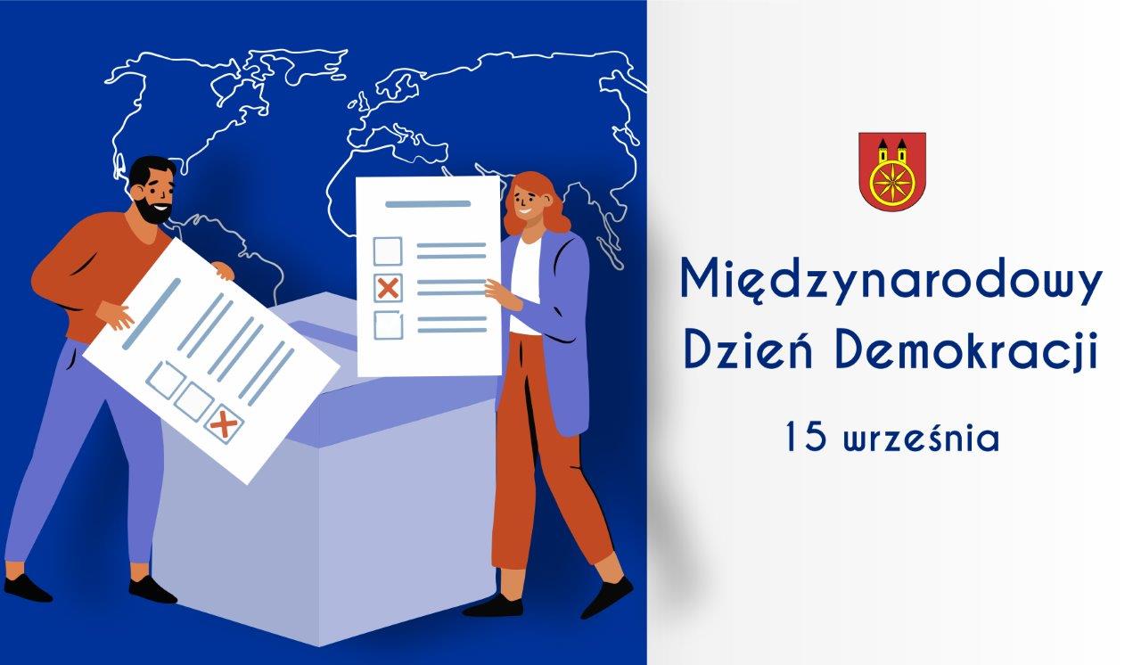 Plansza 15 WRZEŚNIA Międzynarodowy Dzień Demokracji, tekst pod planszą