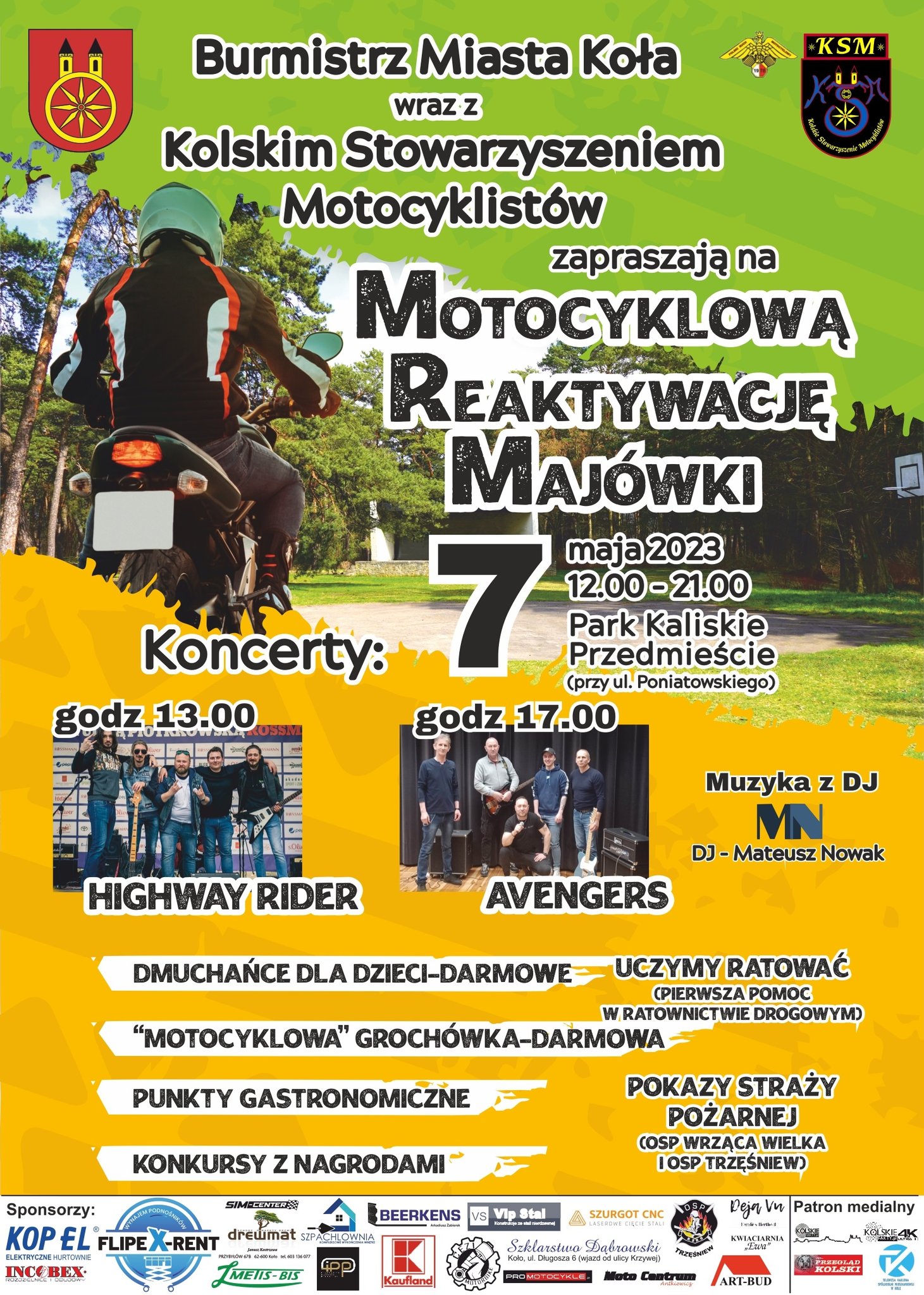 Plakat MOTOCYKLOWA REAKTYWACJA MAJÓWKI, tekst pod plakatem 