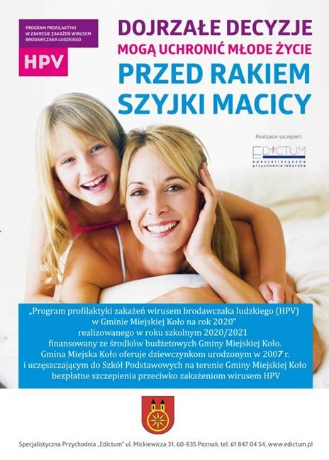 Plakat promujący akcję informacyjno-edukacyjną nt. szczepień przeciwko HPV