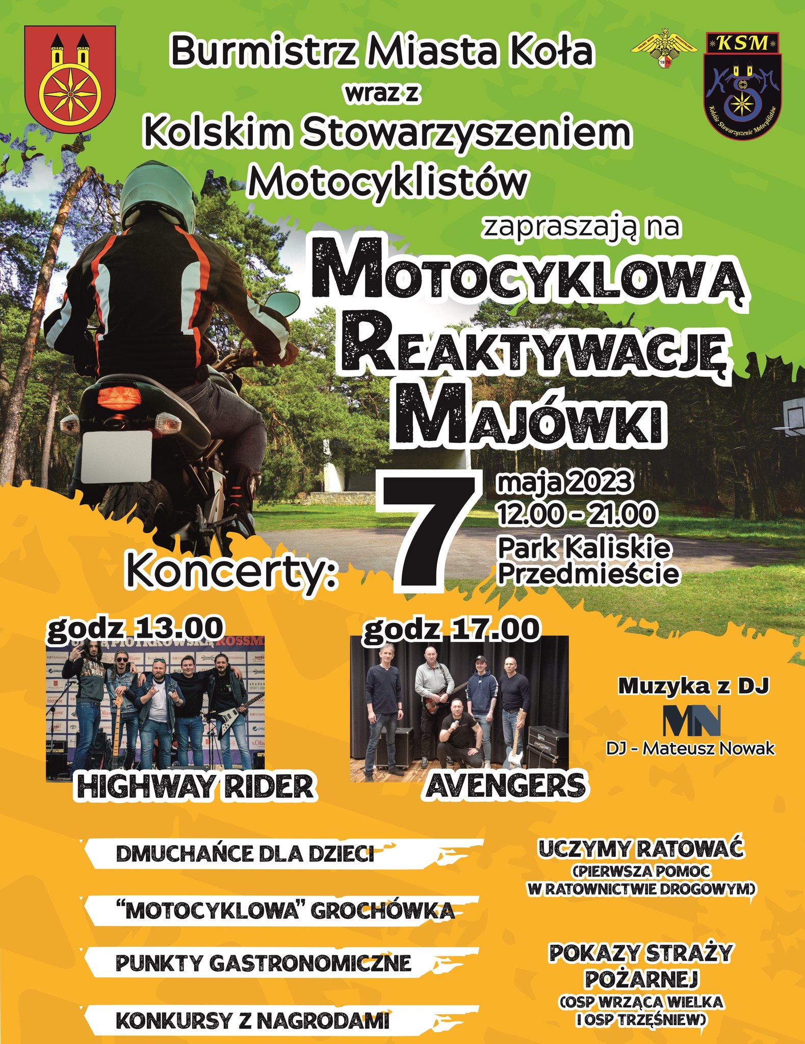 Plakat MOTOCYKLOWA REAKTYWACJA MAJÓWKI, tekst pod plakatem 