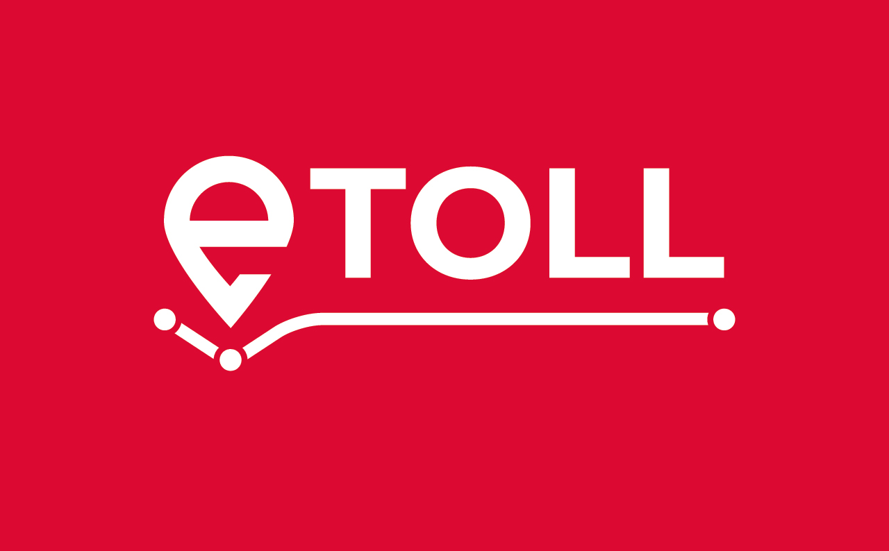 Plansza z napisem e-toll, tekst pod planszą.