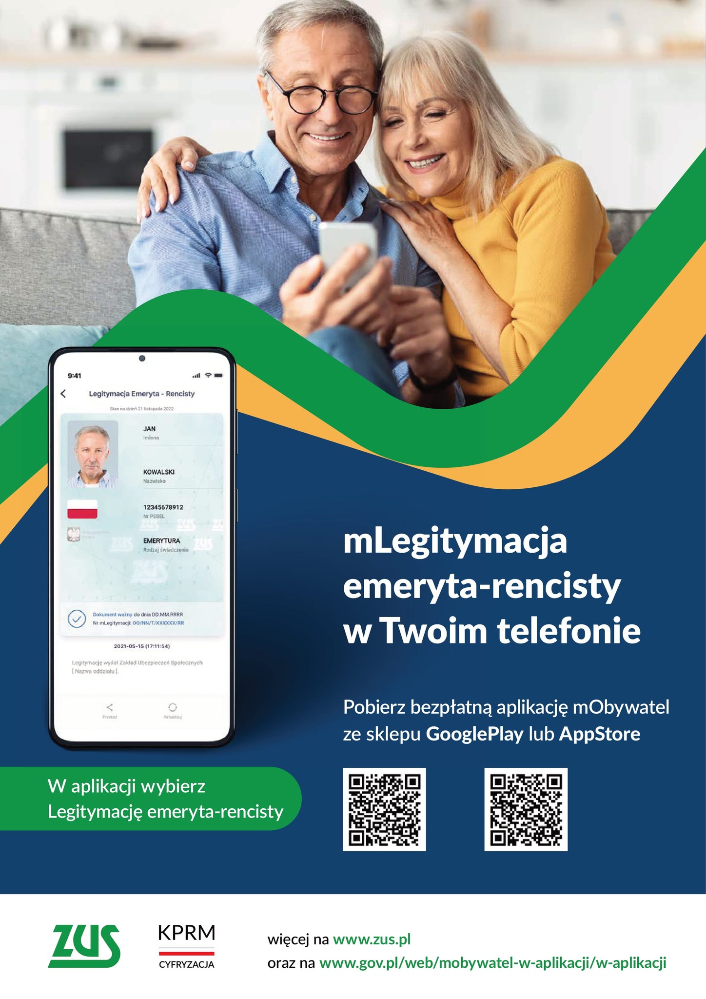 Plakat informujący o elektronicznej wersji legitymacji emeryta-rencisty