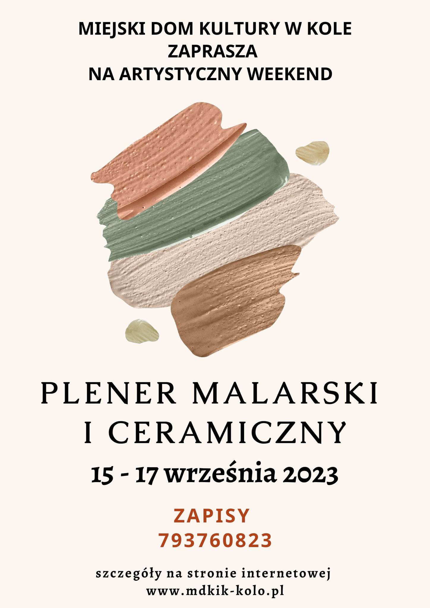 Plakat Miejski Dom Kultury w Kole zaprasza na artystyczny weekend