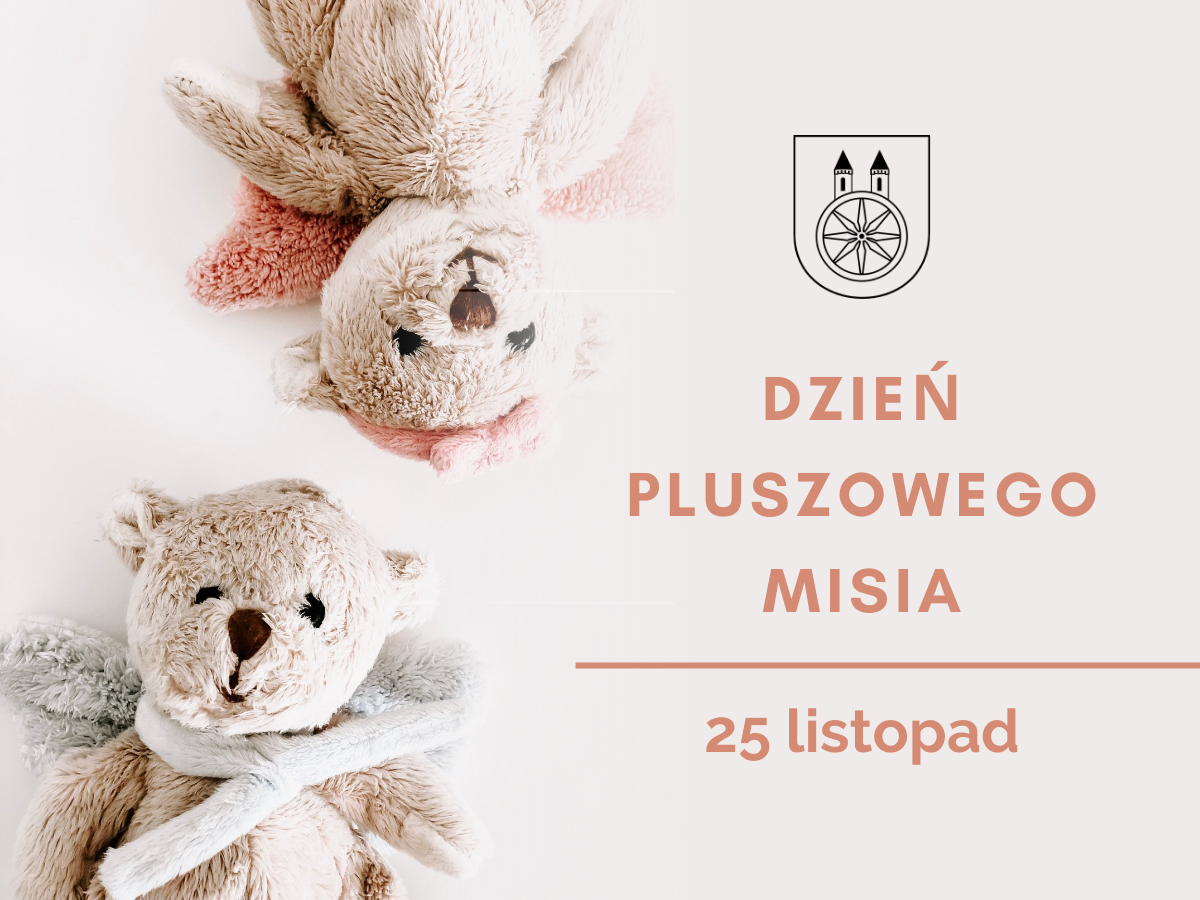 Plansza Dzień Pluszowego Misia 25 listopada, tekst pod planszą.