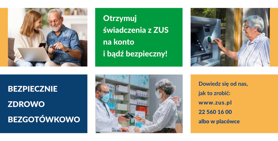 Grafika przedstawia informację o kampanii informacyjno-edukacyjnej dla klientów ZUS