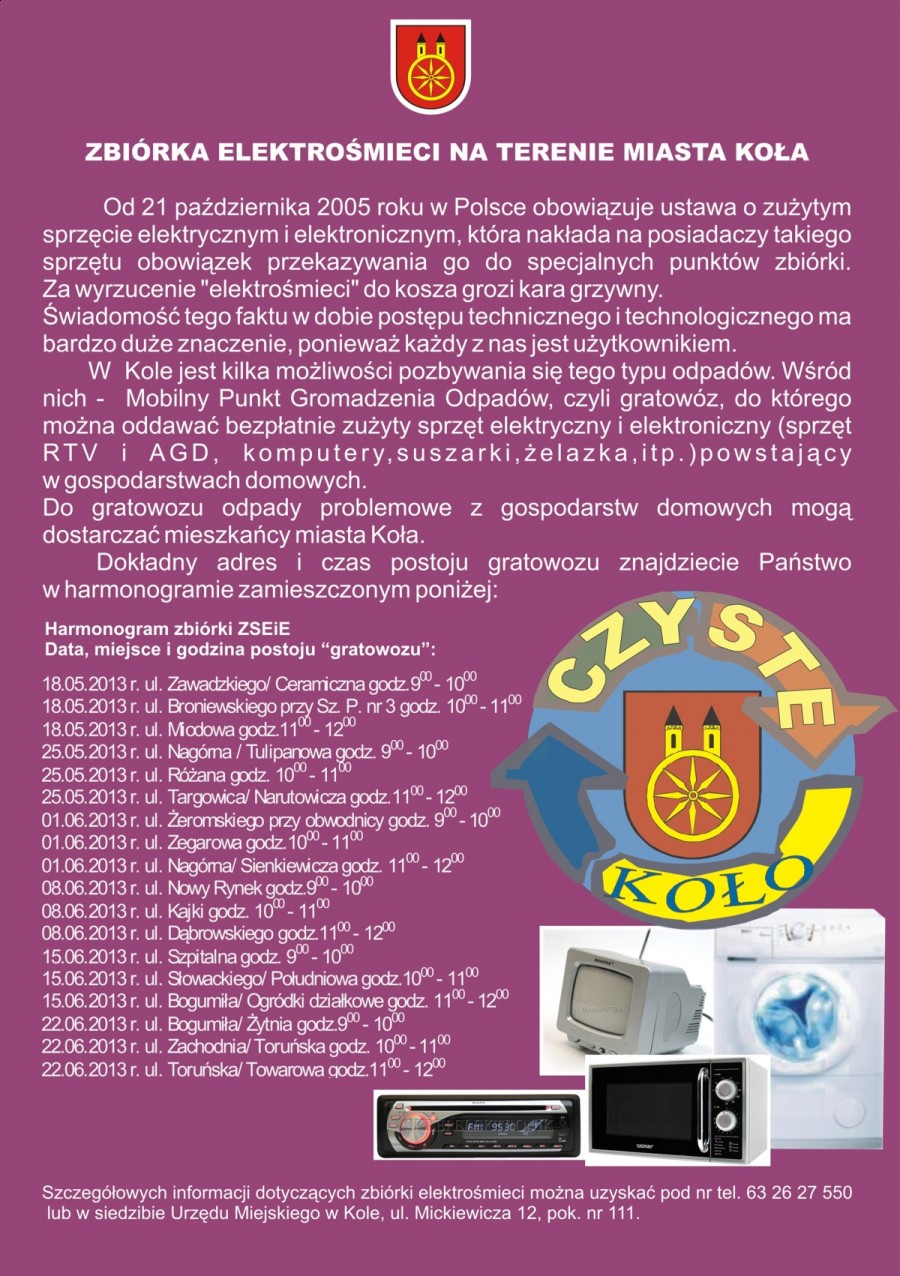 Zbiórka elektrośmieci na terenie miasta Koła
