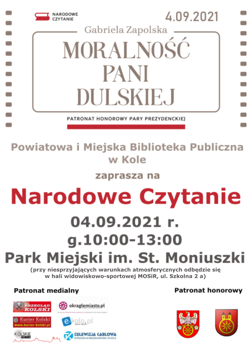 Plakat Narodowe Czytanie, tekst pod plakatem.