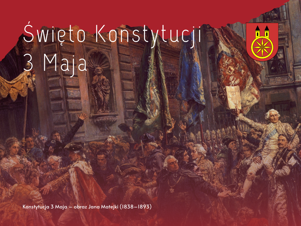 Plansza z napisem Święto Konstytucji 3 Maja.