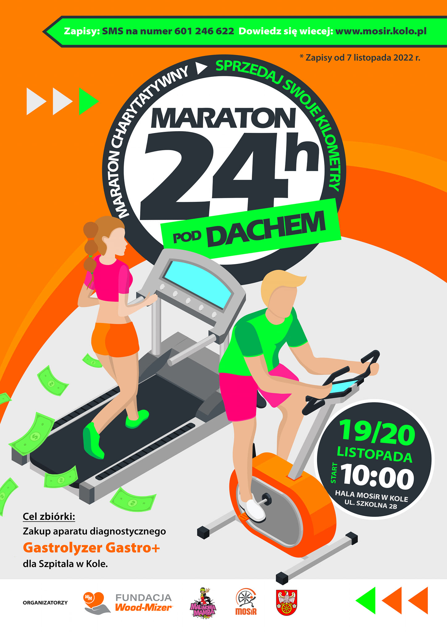 Plakat informujący o akcji MARATON 24H POD DACHEM. Treść plakatu poniżej w artykule.