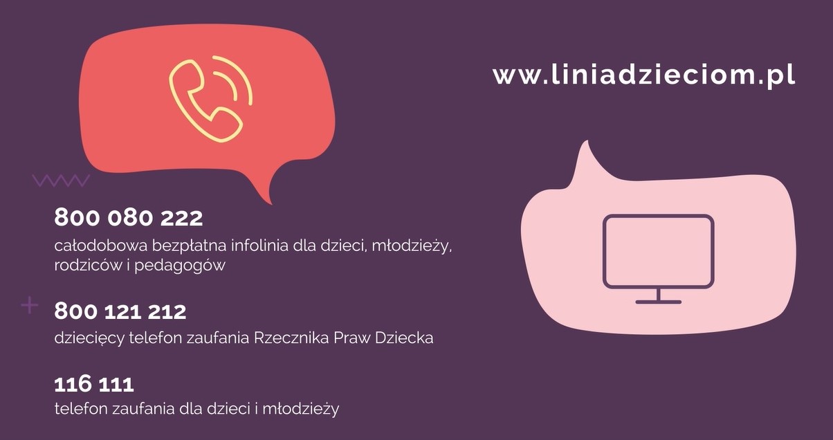 Grafika przedstawia adres strony internetowej akcji oraz numery telefonów do infolinii akcji.