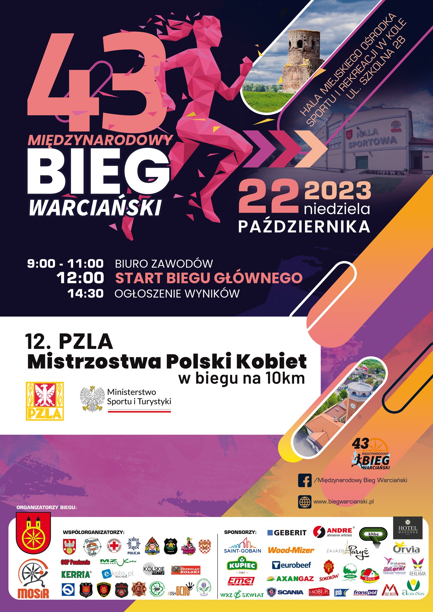Plakat 43. Międzynarodowego Biegu Warciańskiego, tekst pod plakatem