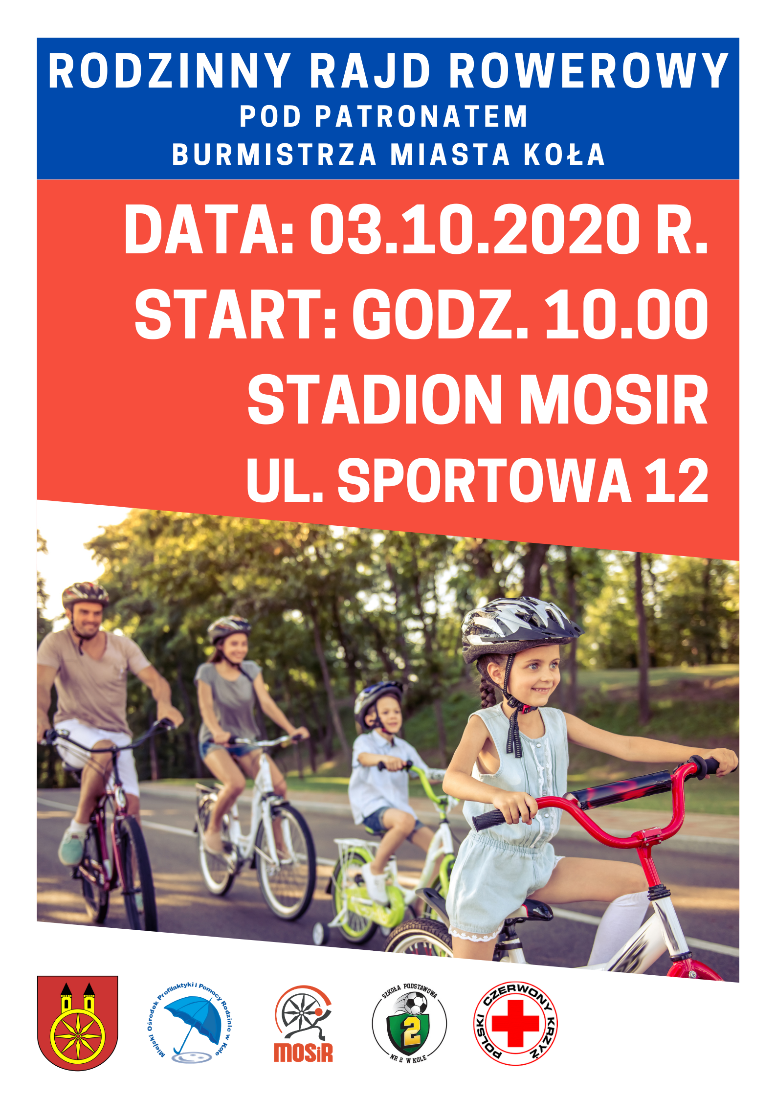 Zdjęcie przedstawia plakat informujący o Rodzinnym Rajdzie Rowerowym.