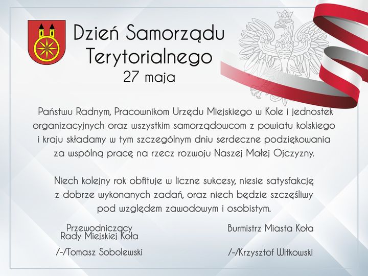 Plansza 27 MAJA Dzień Samorządu Terytorialnego, tekst pod planszą