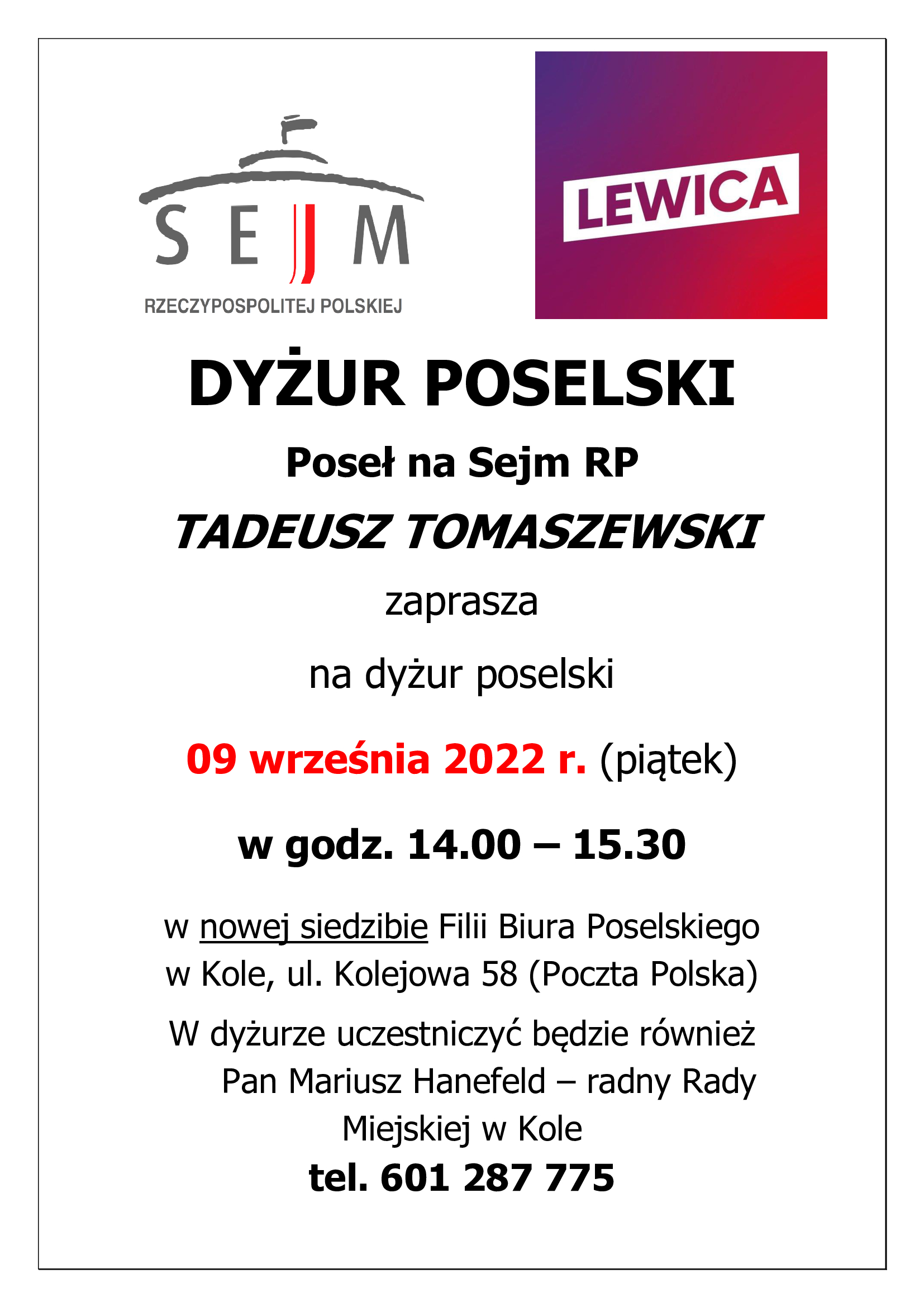 Infografika o dyżurze poselskim, tekst pod infografiką.