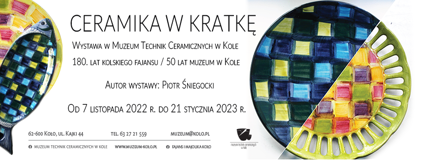 Grafika stanowiąca oficjalny plakat wystawy kolskiego fajansu w Muzeum Technik Ceramicznych w Kole