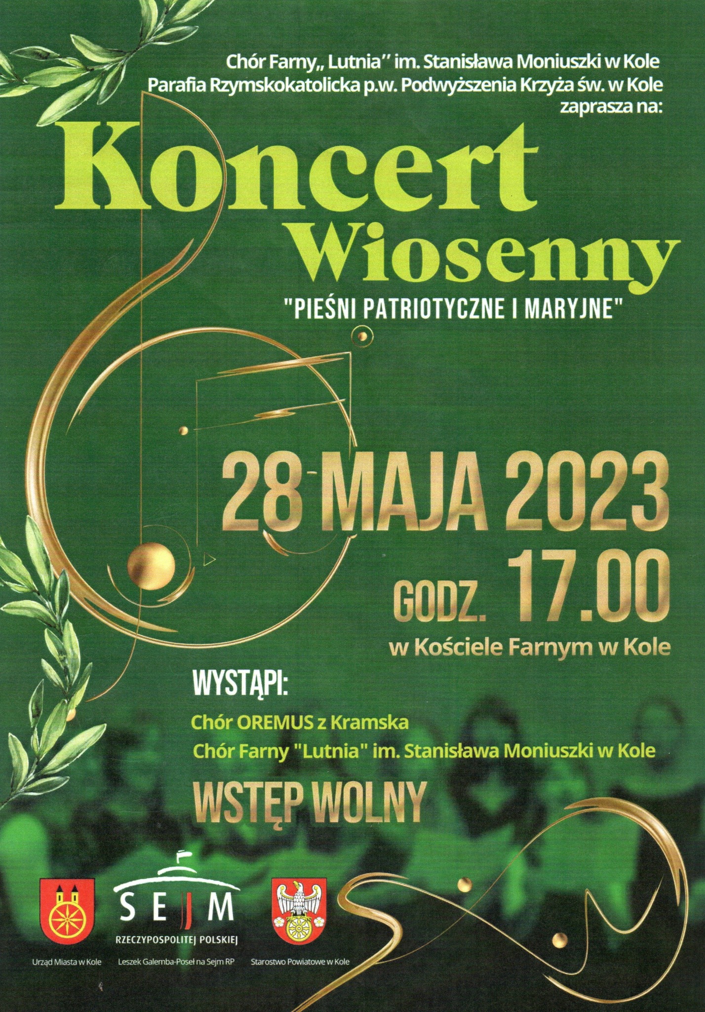 Plakat KONCERTU WIOSENNEGO „PIEŚNI PATRIOTYCZNE I MARYJNE”