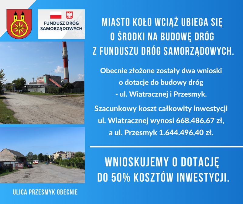 Plansza z opisem projektów wraz ze zdjęciami projektowanych dróg.