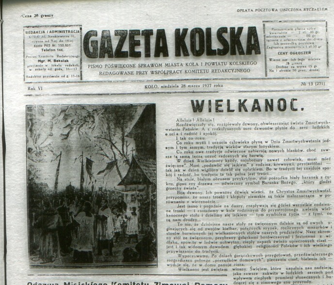 Zdjęcie przedwojennego wydania Gazety Kolskiej z 1937 roku