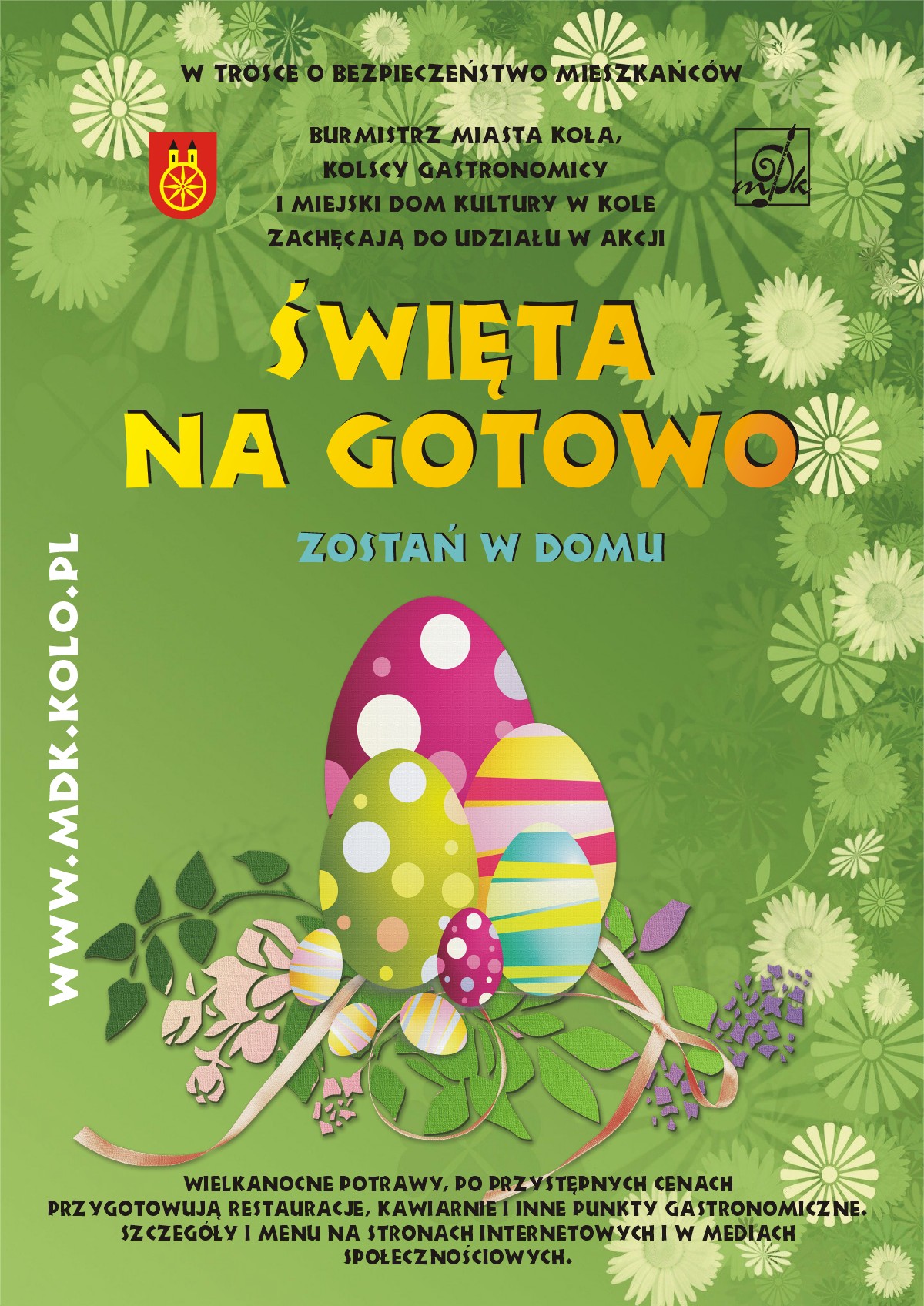 Plakat akcji „Święta na gotowo. Zostań w domu”.