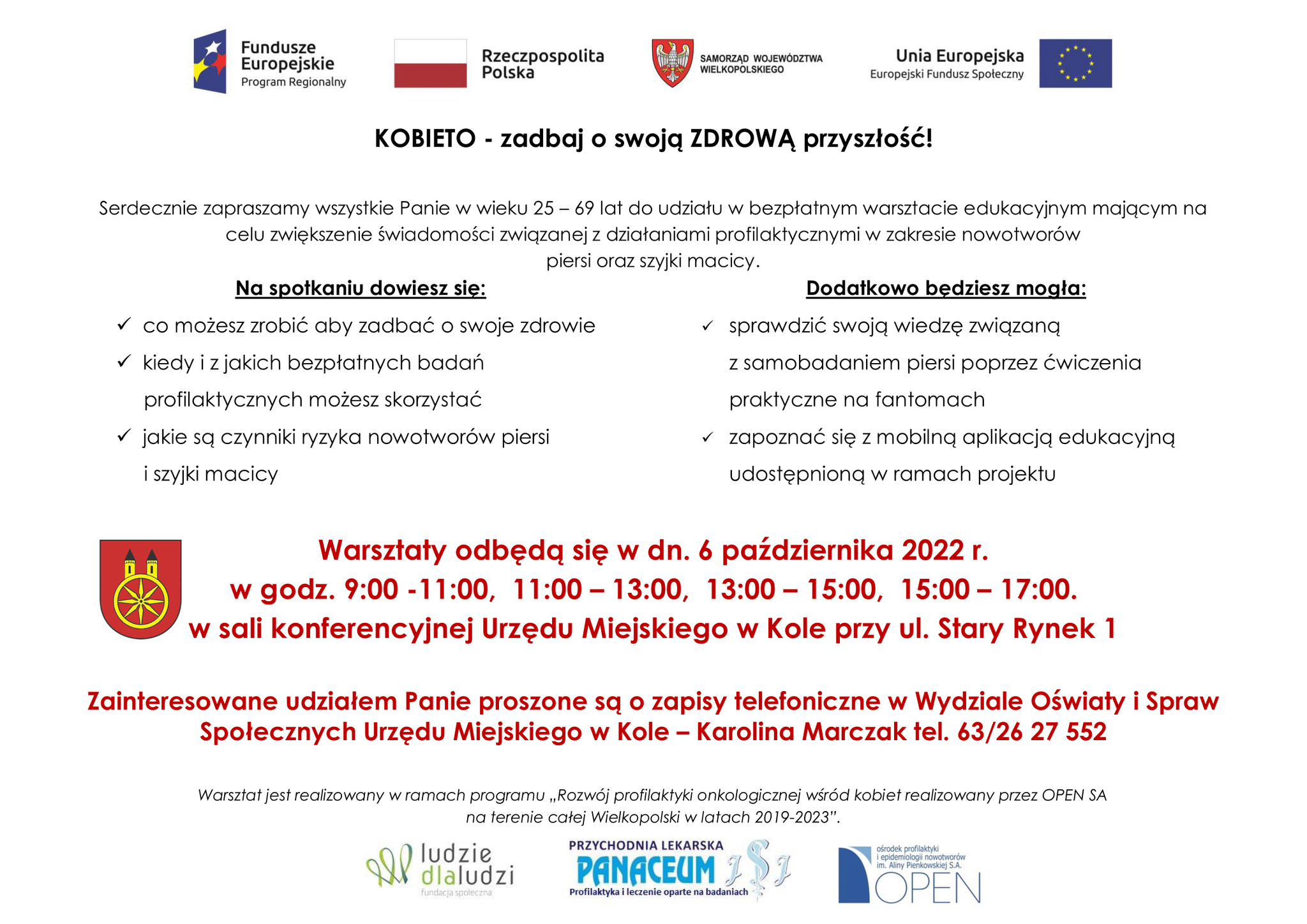 Infografika, bezpłatne warsztaty dla kobiet, tekst pod infografiką