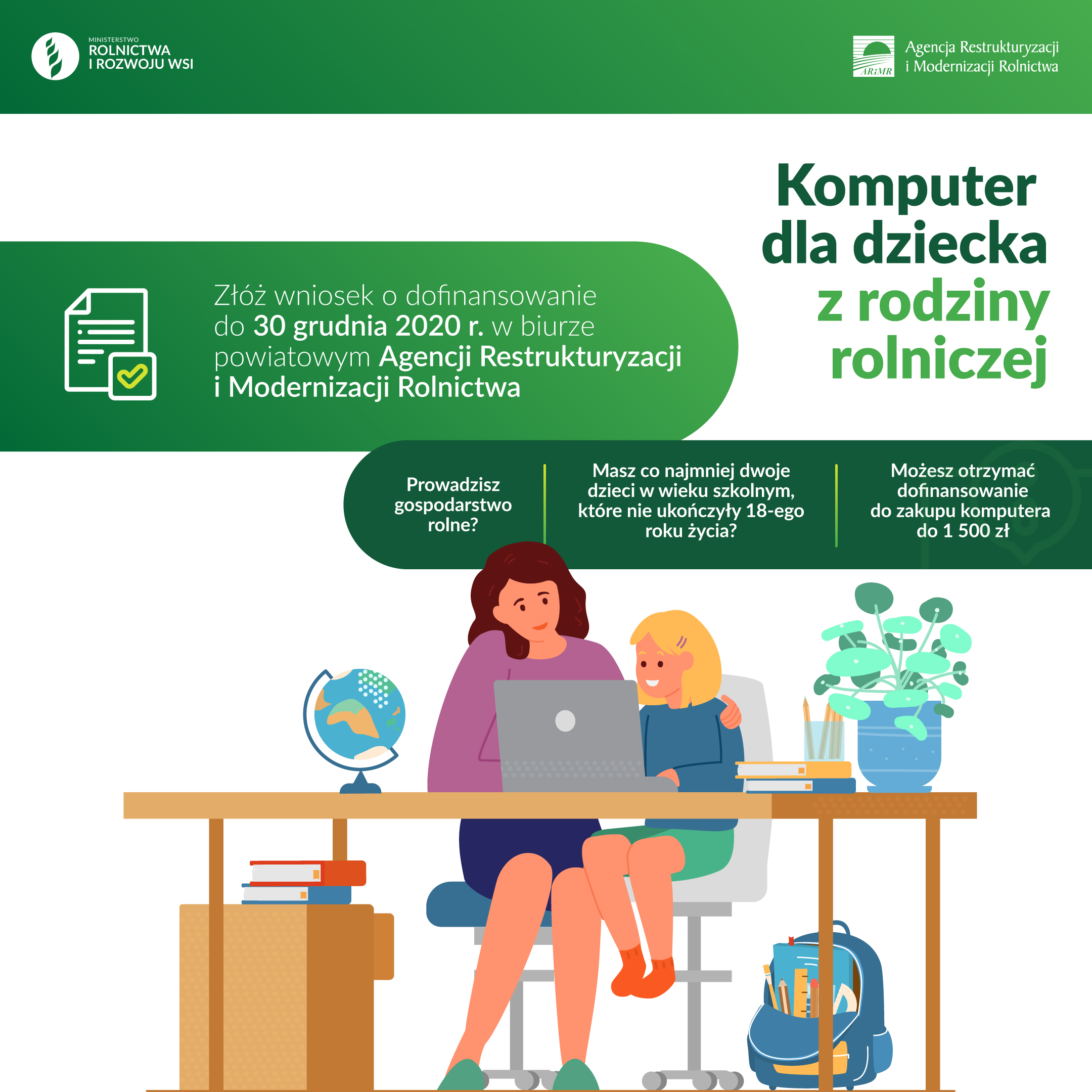 Zdjęcie przedstawia plakat informacyjny o możliwości składania wniosków do ARiMR.