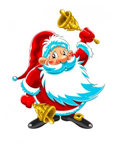 Rysunek przedstawia Mikołaja, który trzyma w dłoniach dzwonki i dzwoni.