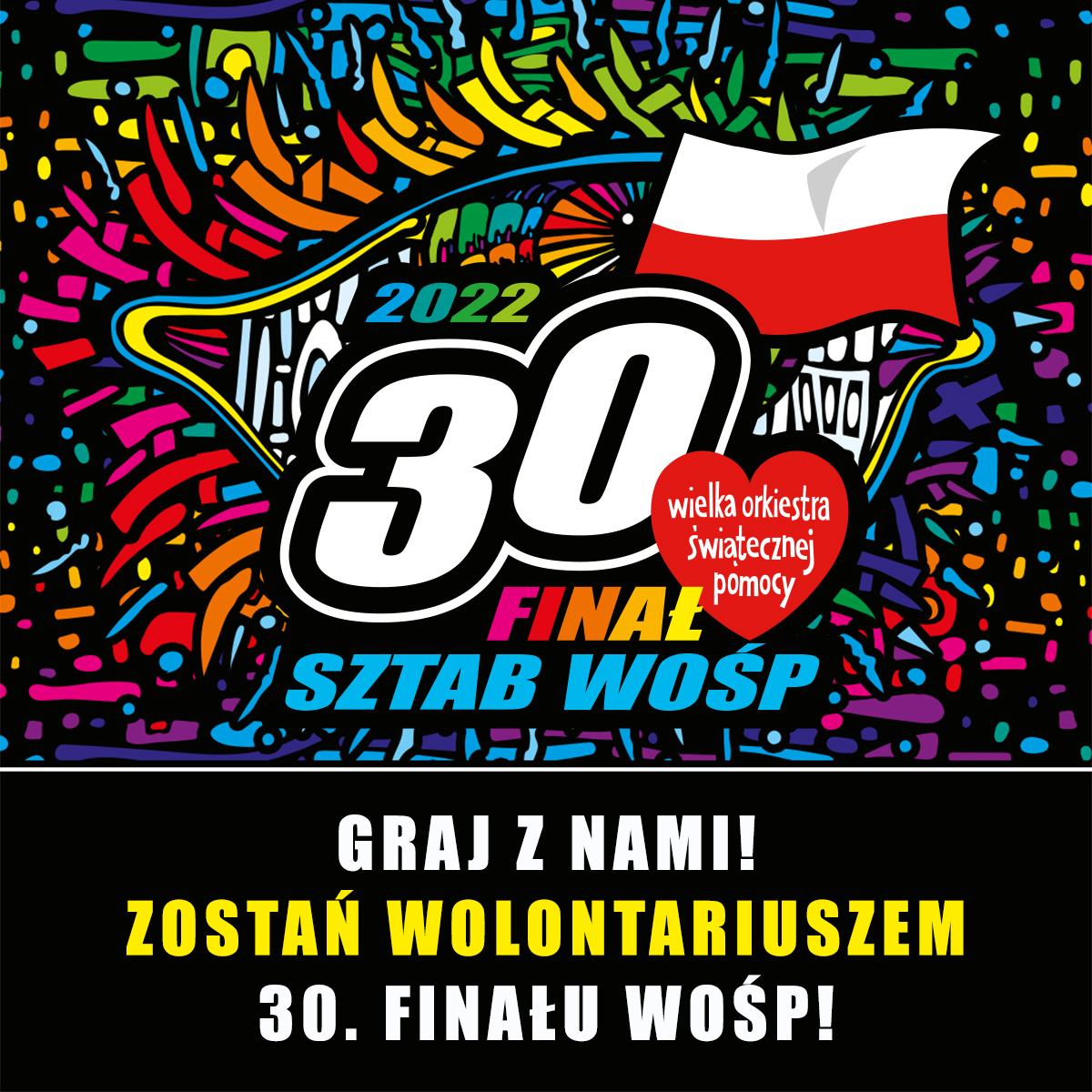 Grafika przedstawia logo WOŚP i napis 30. Finał.