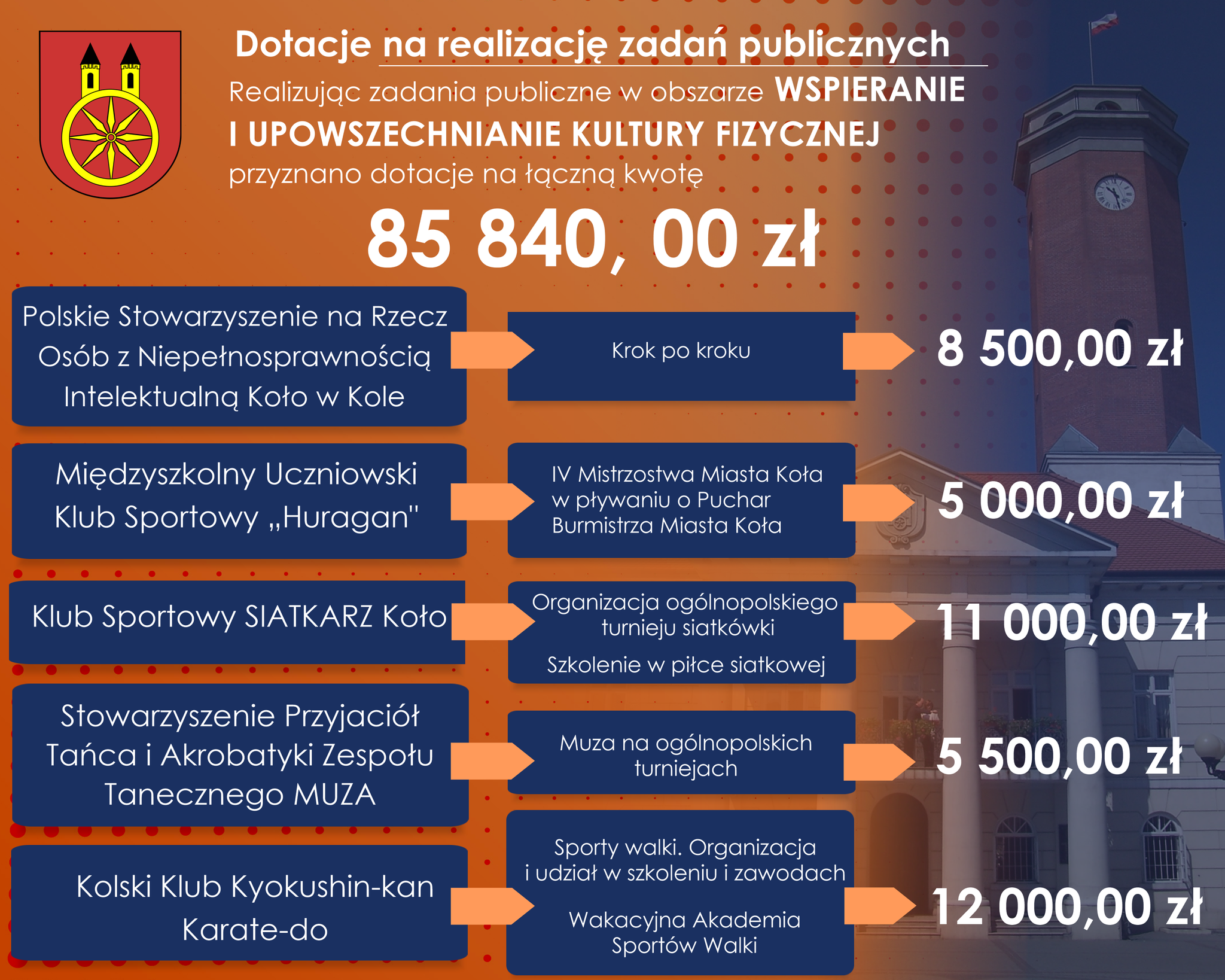 Infografika, realizacja zadań z zakresu działalności pożytku publicznego, tekst pod infografiką.