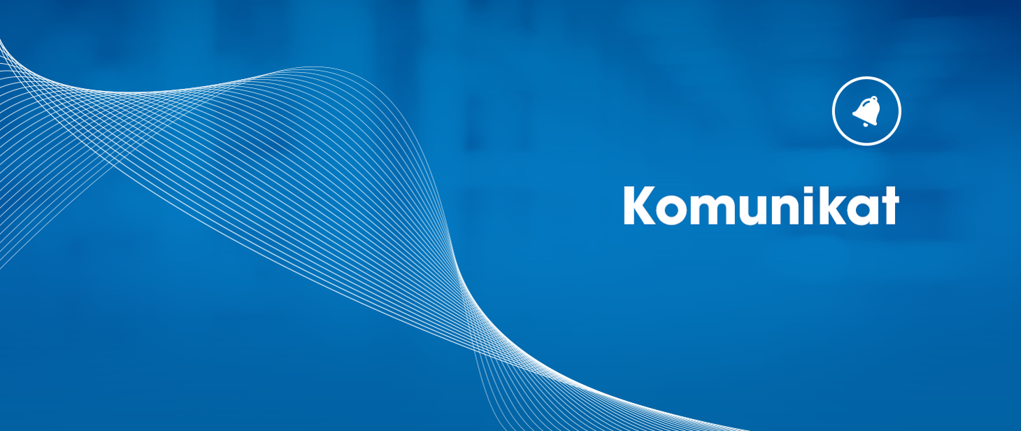 Baner z napisem na niebieskim tle komunikat